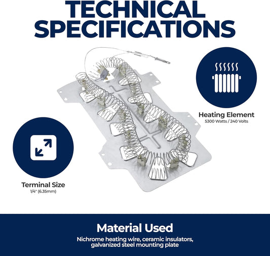 Dryer Heating Element DC47-00019A 5Pcs Repair Kit with DC47-00016A, DC32-00007A, D696-00887A, DC47-00018A